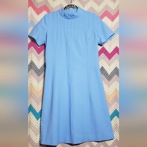 Vintage 60s sky blue dress with hand stitching
